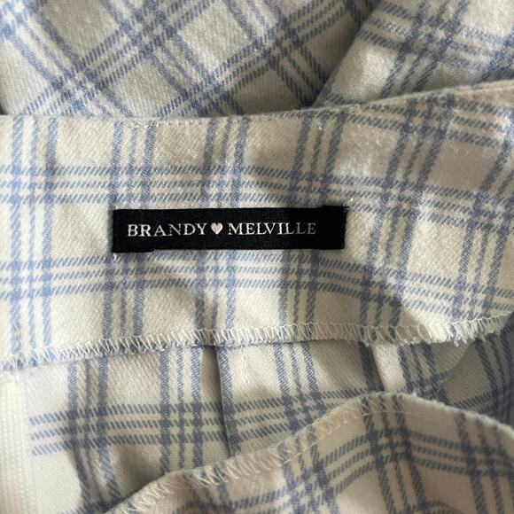 Brandy Melville Cara Skirt Blue White Plaid XS/Small - Picture 4 of 5